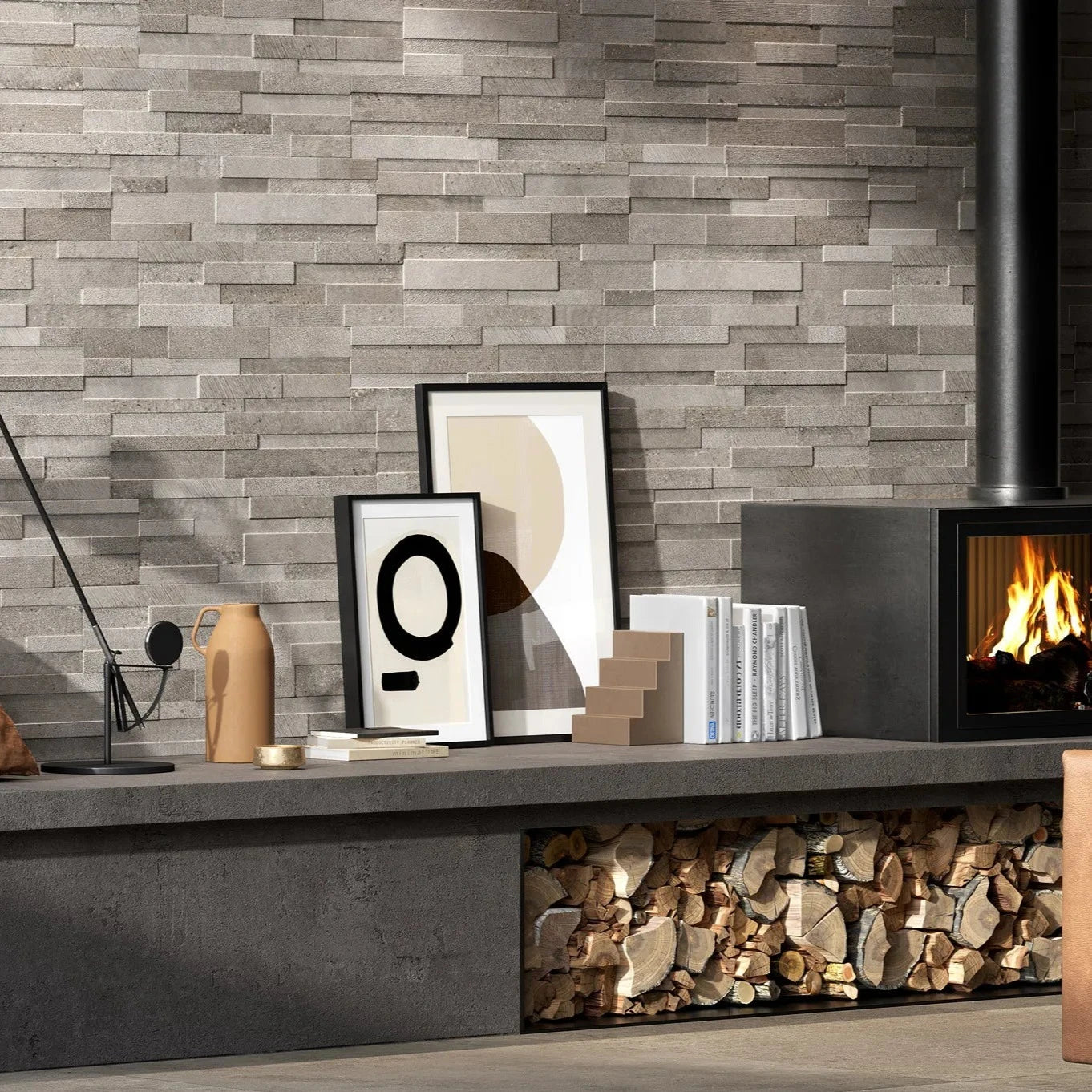 Aspen Taupe 3D Porcelain Cladding 15x61cm