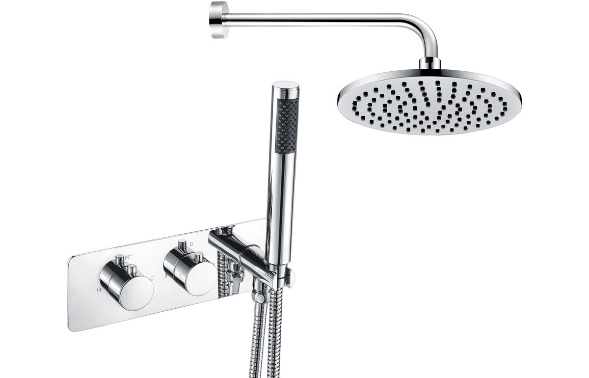 Luna Shower Pack Two - Two Outlet Twin Shower Valve with Handset & Brass Overhead-Shower Sets-DICMP0102-