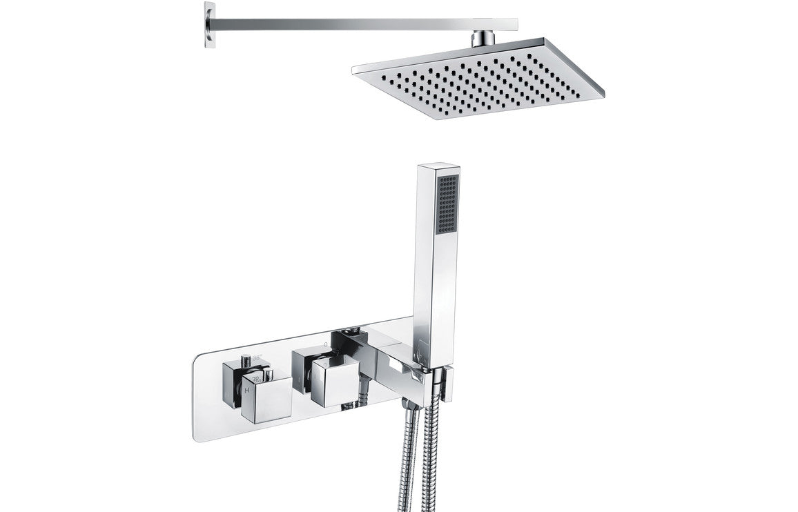 Lyra Shower Pack One - Two Outlet Twin Shower Valve with Handset & ABS Overhead-Shower Sets-DICMP0112-