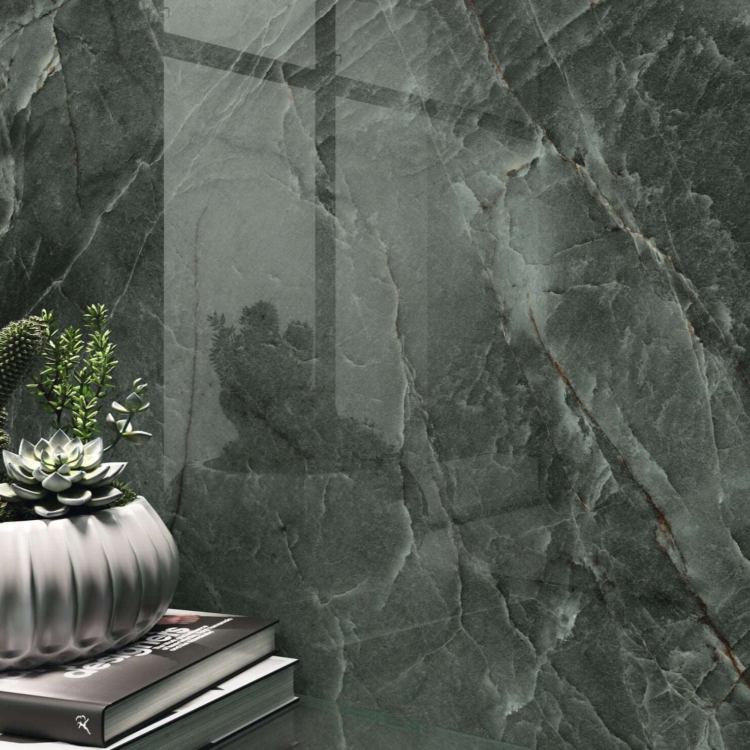 Baldocer Manaos Green Marble Effect Polished Porcelain Tile 120x60cm