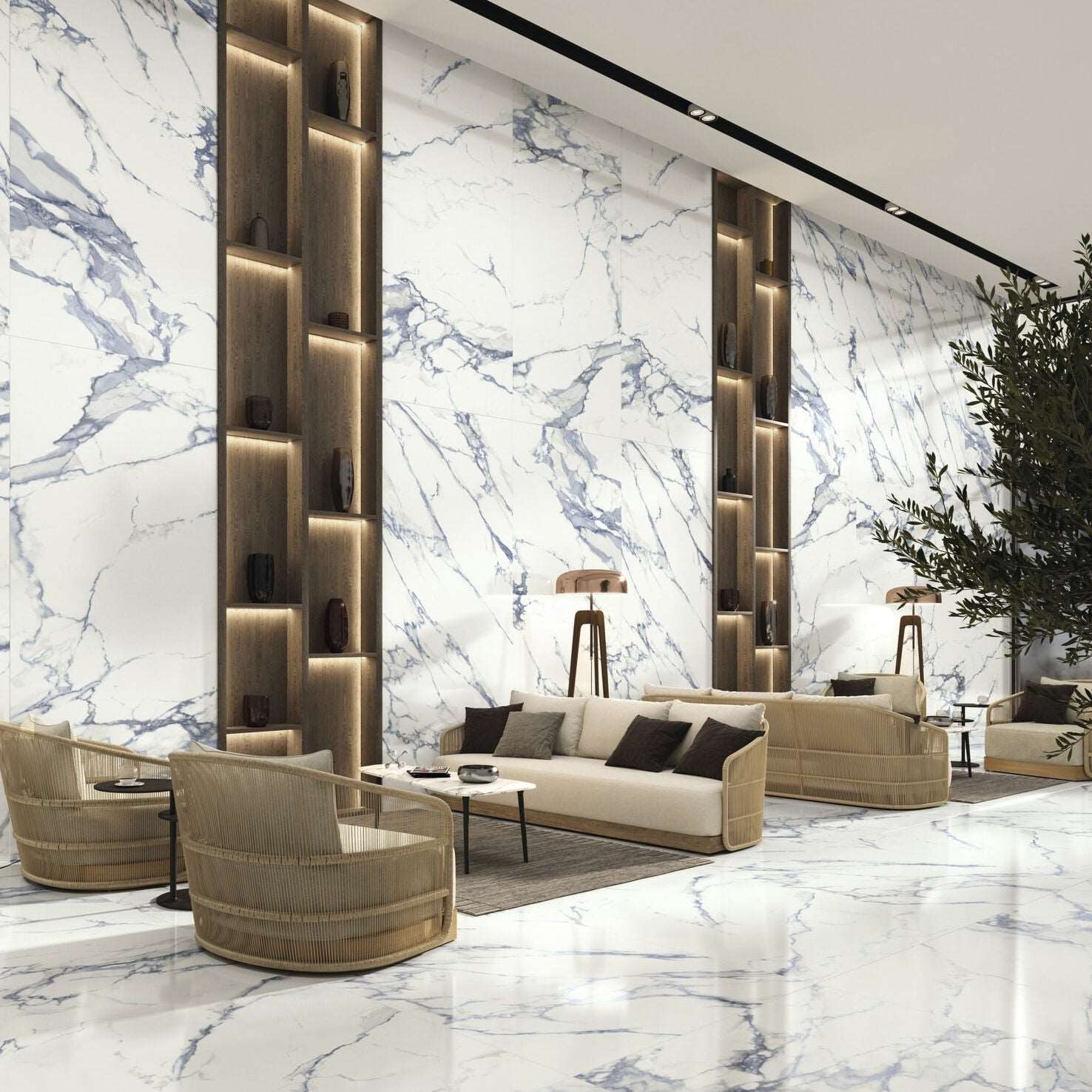 Baldocer Baikal Blue Marble Effect Polished Porcelain Tile 120x60cm