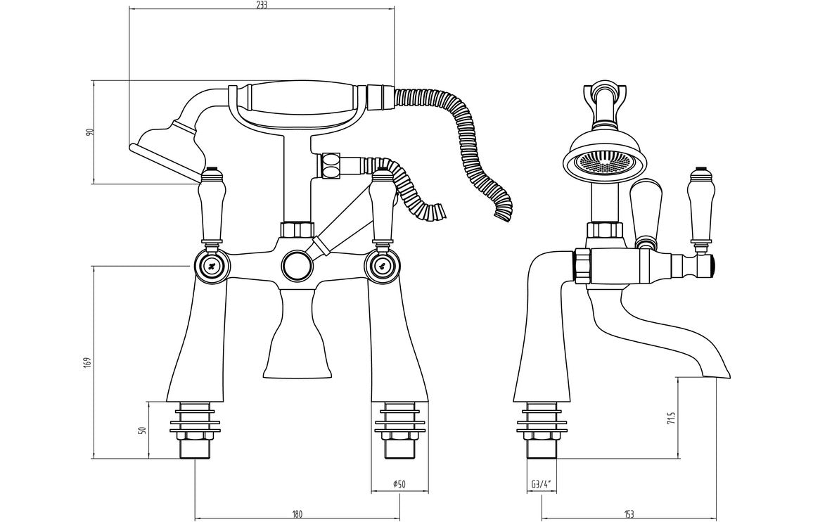 Matelica Bath/Shower Mixer - Chrome-Bath Taps-DITB2224-