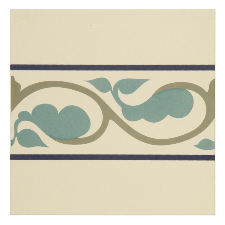 Original Style Odyssey Primo Moroccan Border Dublin, Dark Blue and Dark Jade on White 15x15cm