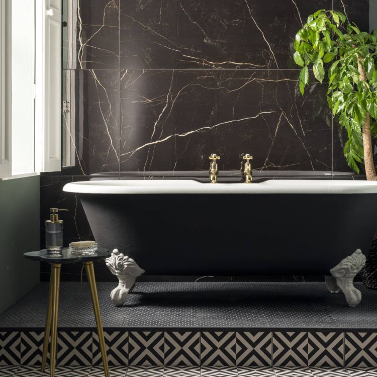 Original Style Odyssey Grande Penshaw Black on Chalk Tile 30x30cm