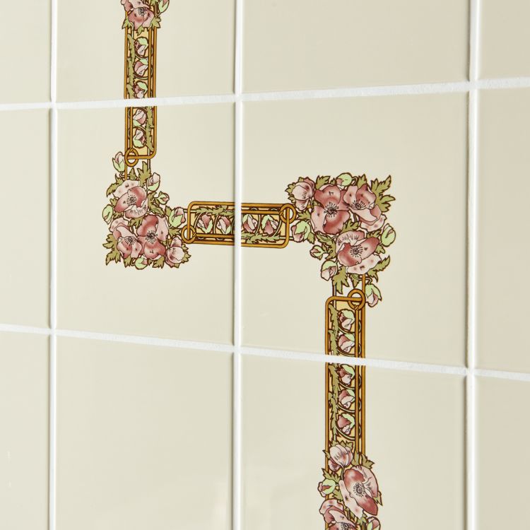 Original Style Artworks Alphonse Mucha Nocturnal Slumber Corner Tile on County White