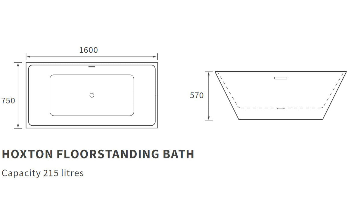 Norfolk Freestanding Bath 1600mm-Baths-DIBF0066-