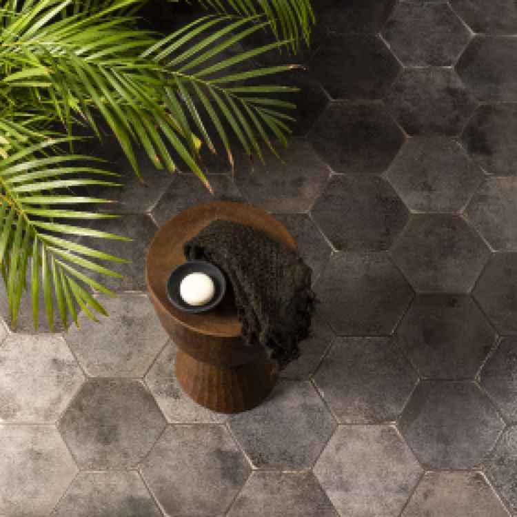 Original Style Tileworks Oken Hexagon Anthracite Tile 20x30cm