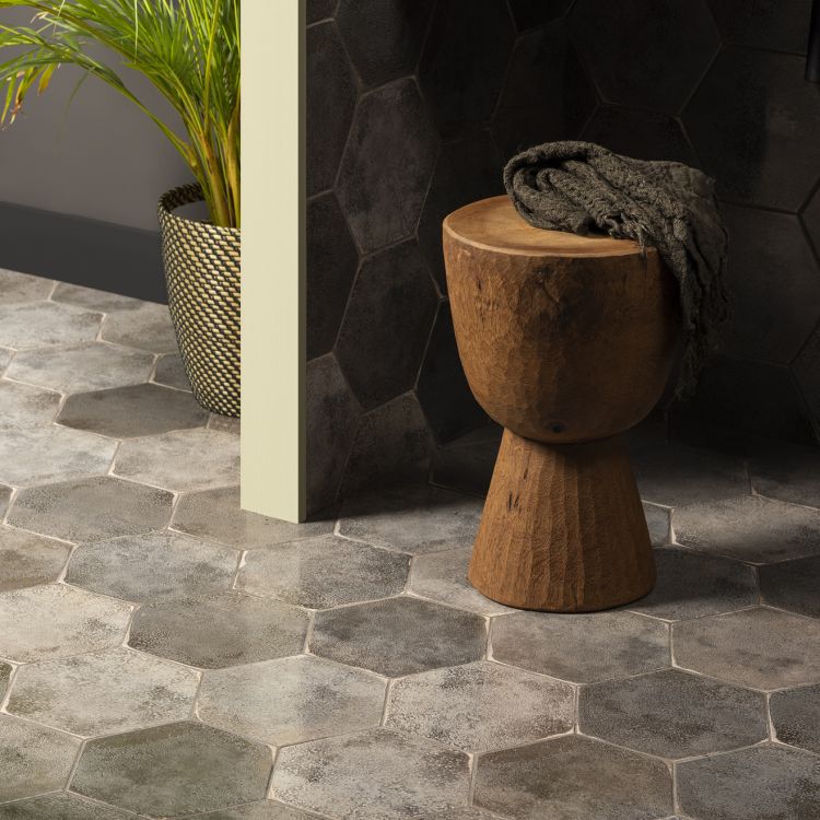 Original Style Tileworks Oken Hexagon Anthracite Tile 20x30cm