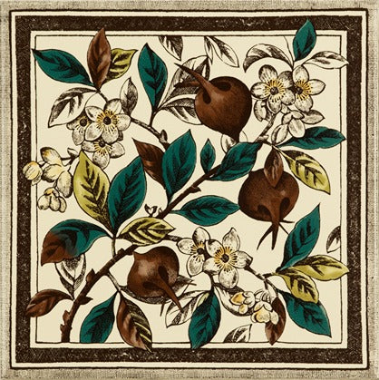 Original Style Artworks Apple Blossom Single Tile on County White-