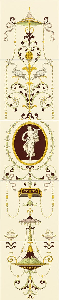 Original Style Artworks Cameo Carousel 5-Tile Panel-With Harp-IM-0002380