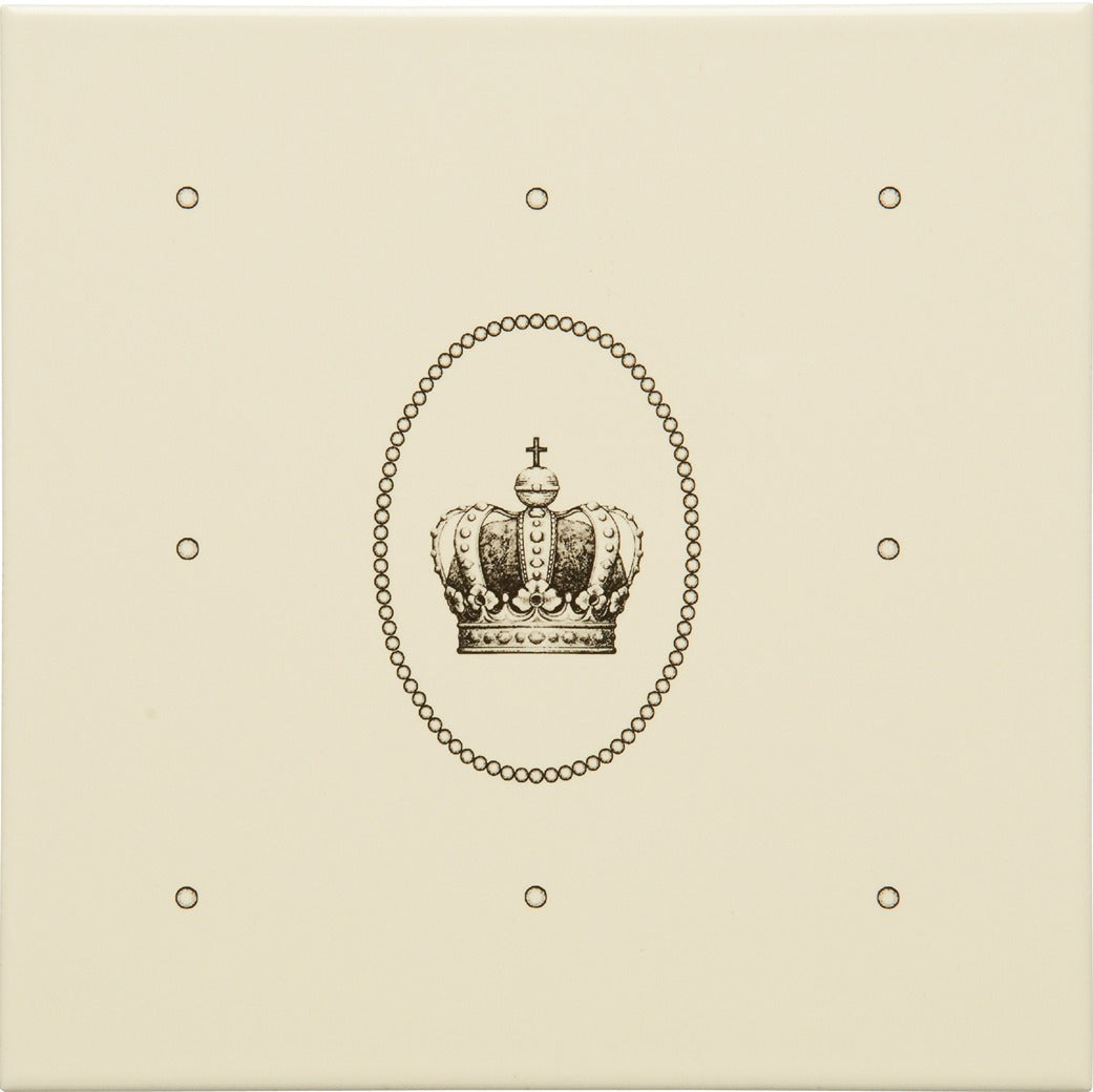 Original Style Artworks Dot Cartouche With Sovereign Crown Charcoal Grey on County White-