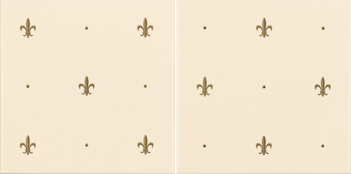 Original Style Artworks Fleur de Lis 2-Tile Set-Gold on County White-IM-0017698