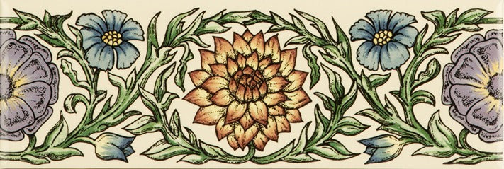 Original Style Artworks Knot Garden Blue & Yellow Classical Decorative Border on County White-