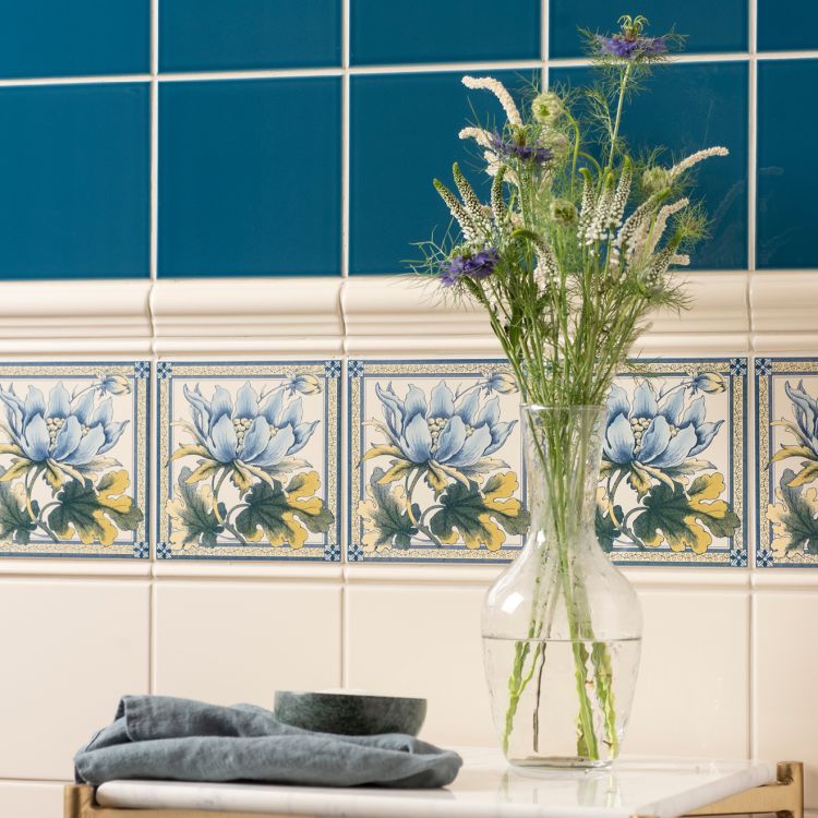 Original Style Artworks Peony Single Tile on County White-