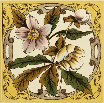 Original Style Artworks Windflower Single Tile on County White-