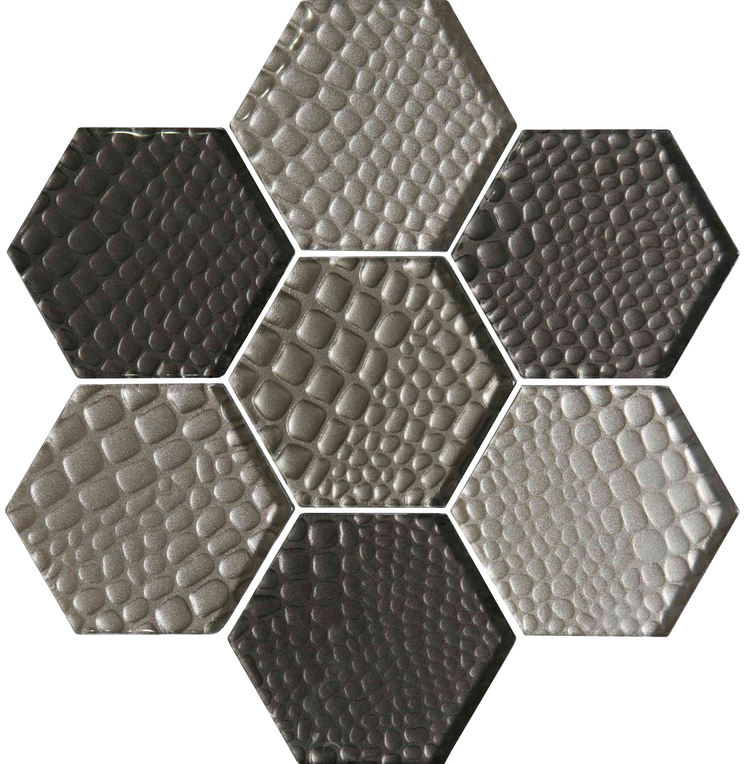 Original Style Glassworks Futura Sepia Textured Hexagon Mosaic Tile 30x30cm-