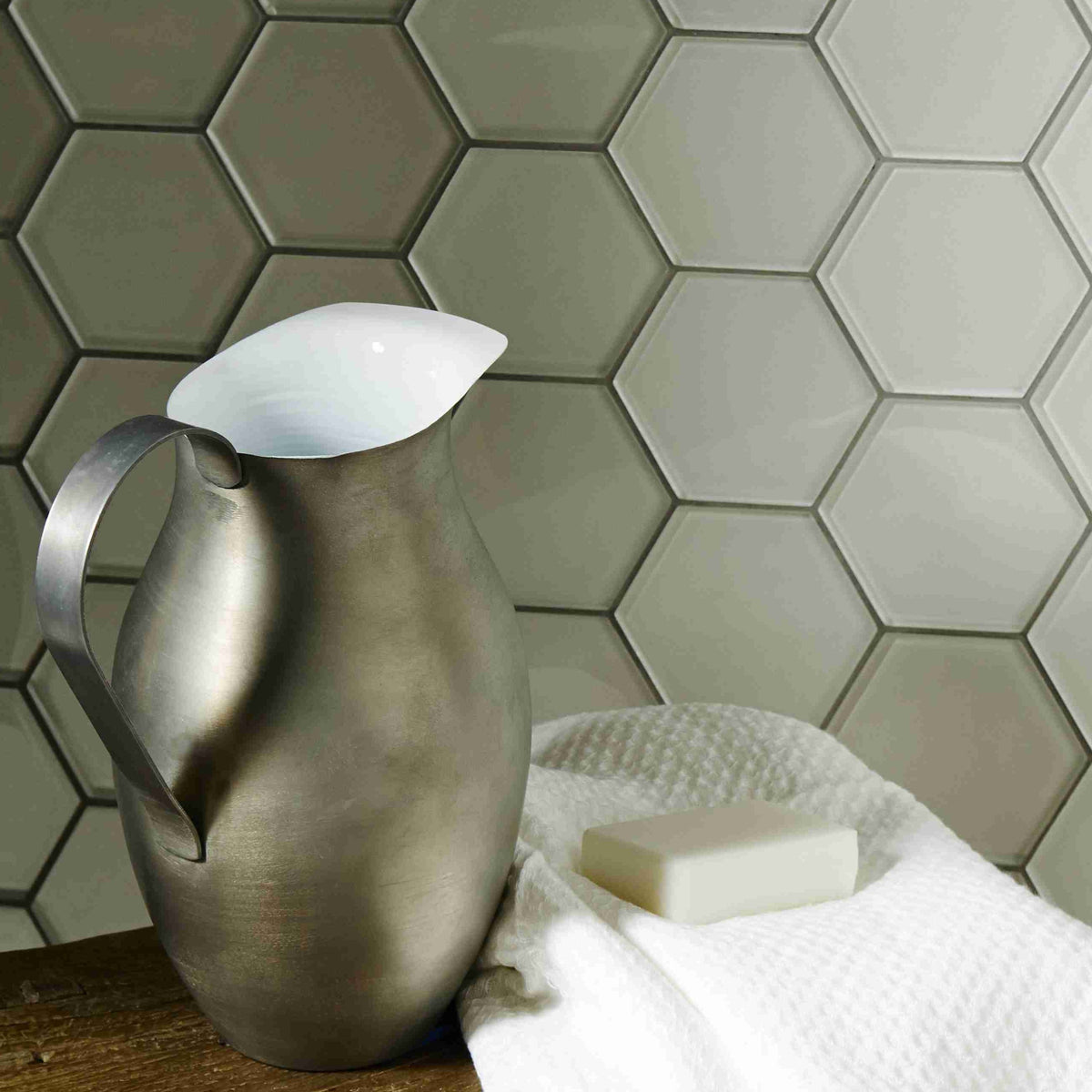 Original Style Glassworks Solinda Metallic Hexagon Mosaic Tile 30x30cm-