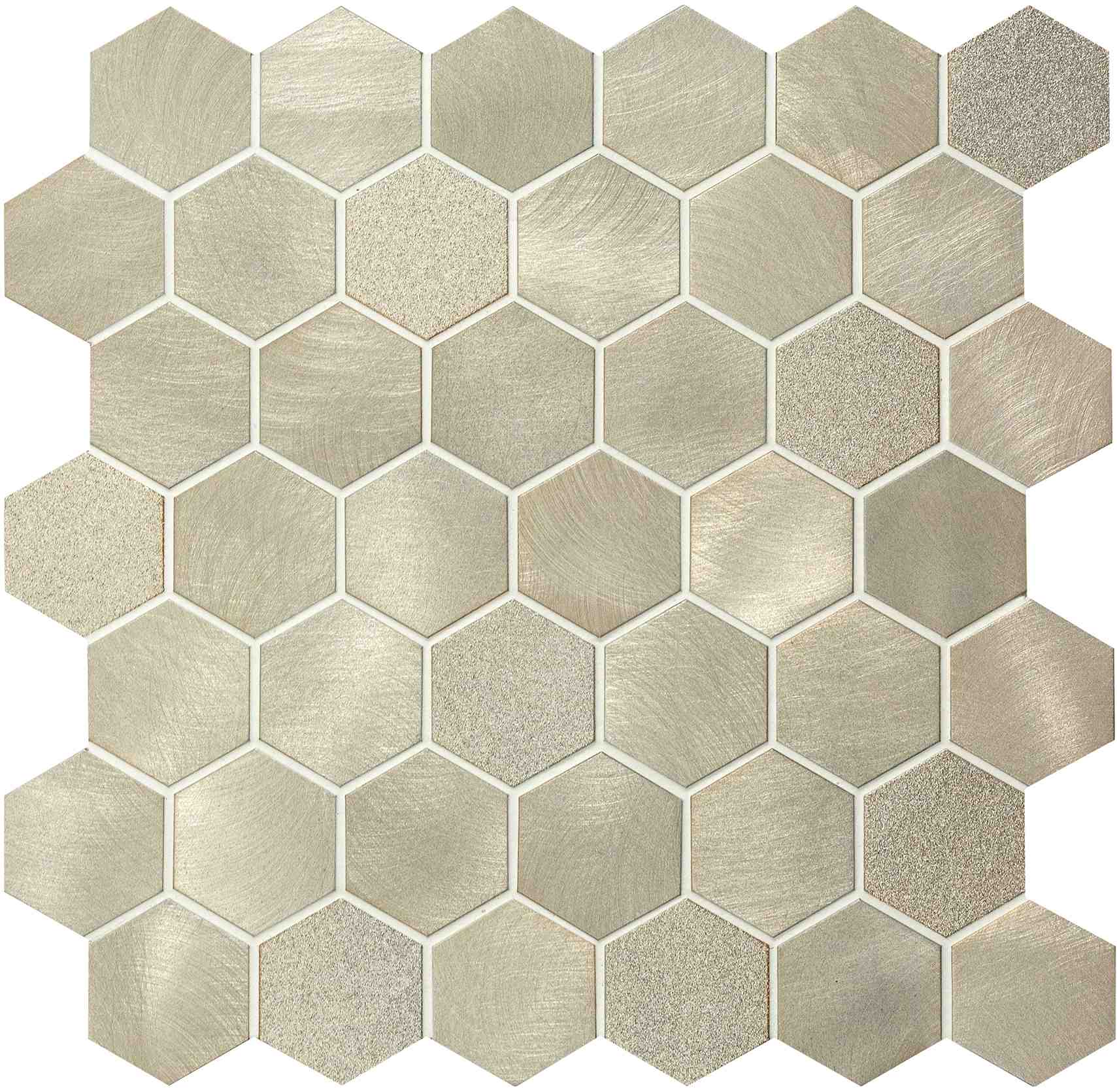 Original Style Mosaics Mimas Gold Mixed Finish Hexagon Mosaic Tile 30x30cm-