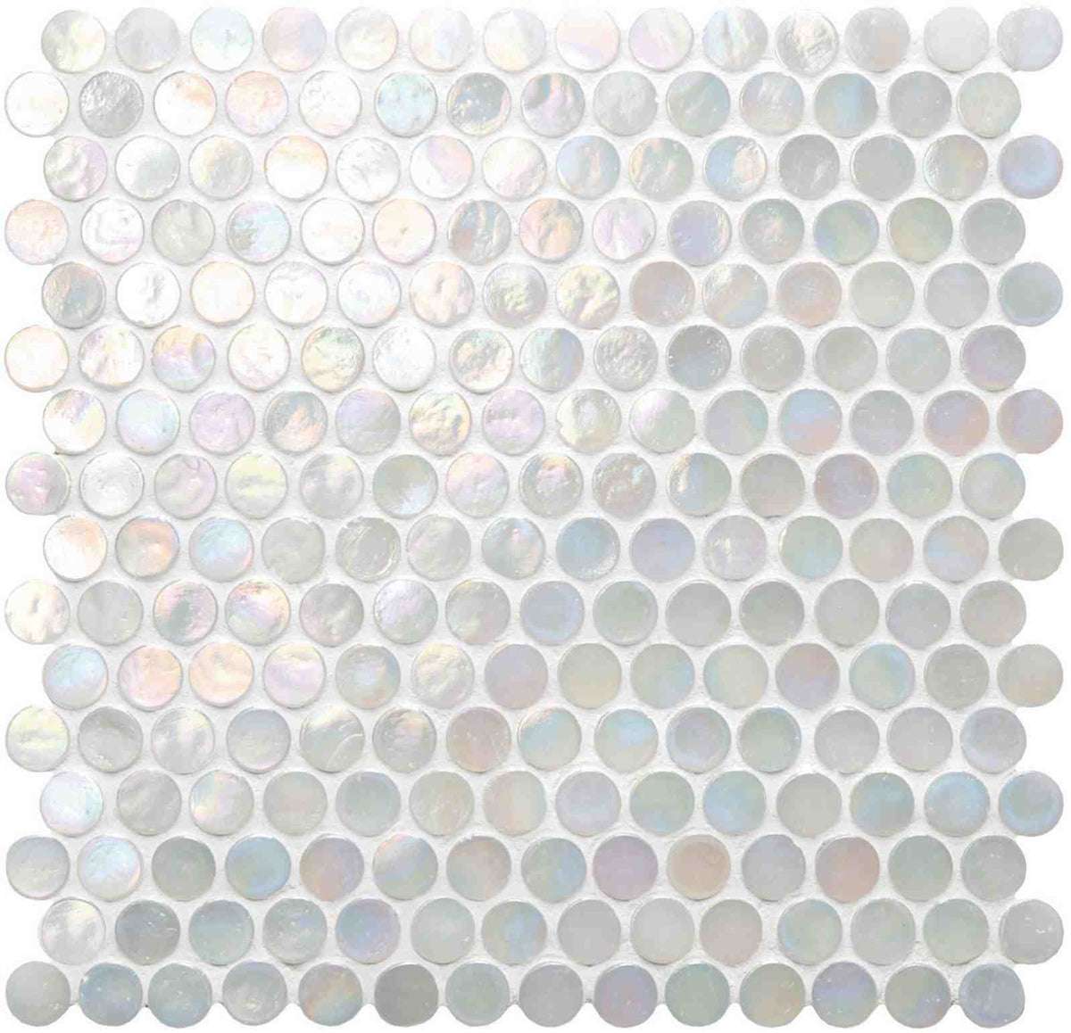 Original Style Mosaics White Lady Iridescent Round Glass Mosaic Tile 29x29cm-