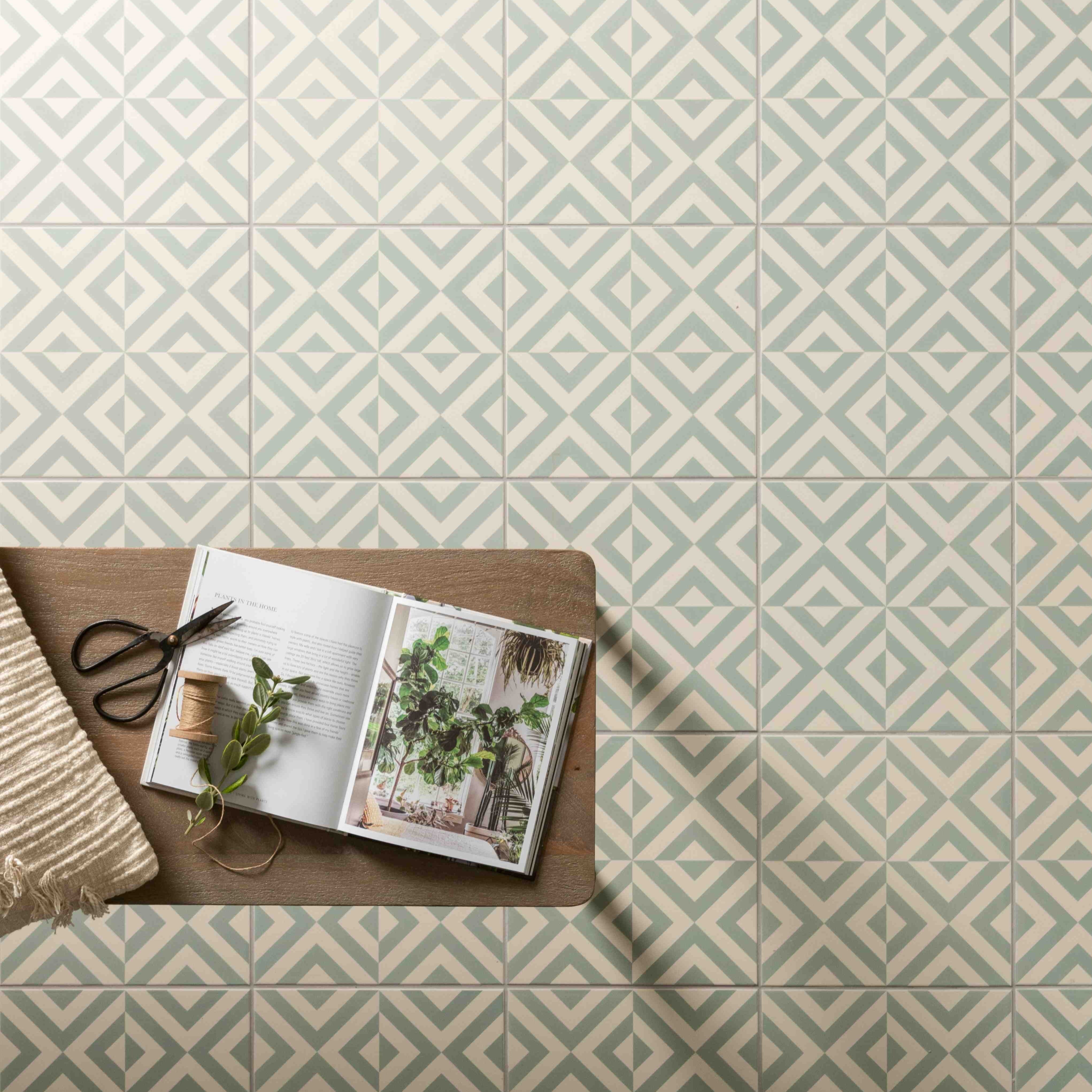 Original Style Odyssey Grande Penshaw Teal on Chalk Tile 30x30cm-