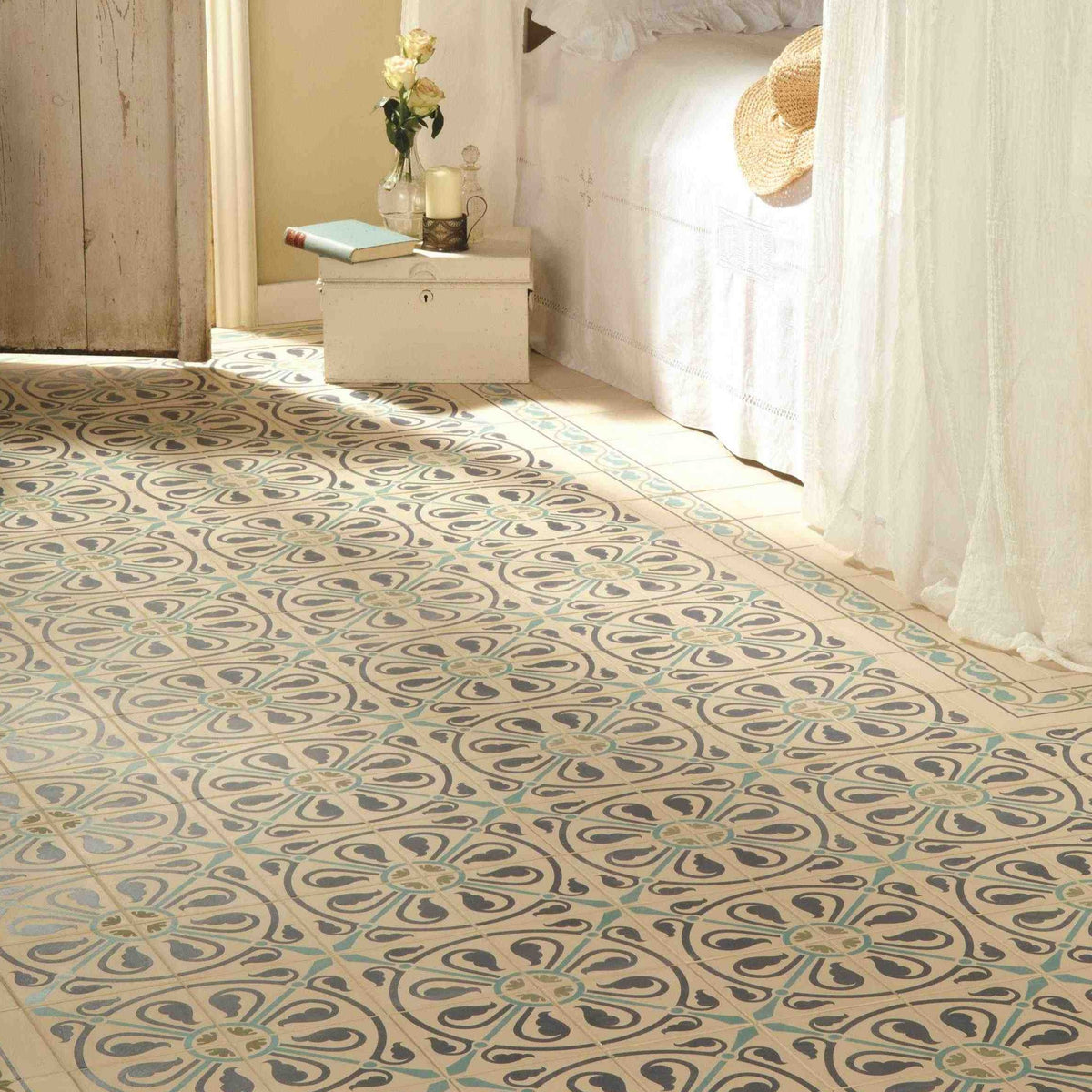 Original Style Odyssey Primo Phoenician Dublin, Dark Blue and Dark Jade on White 15x15cm-