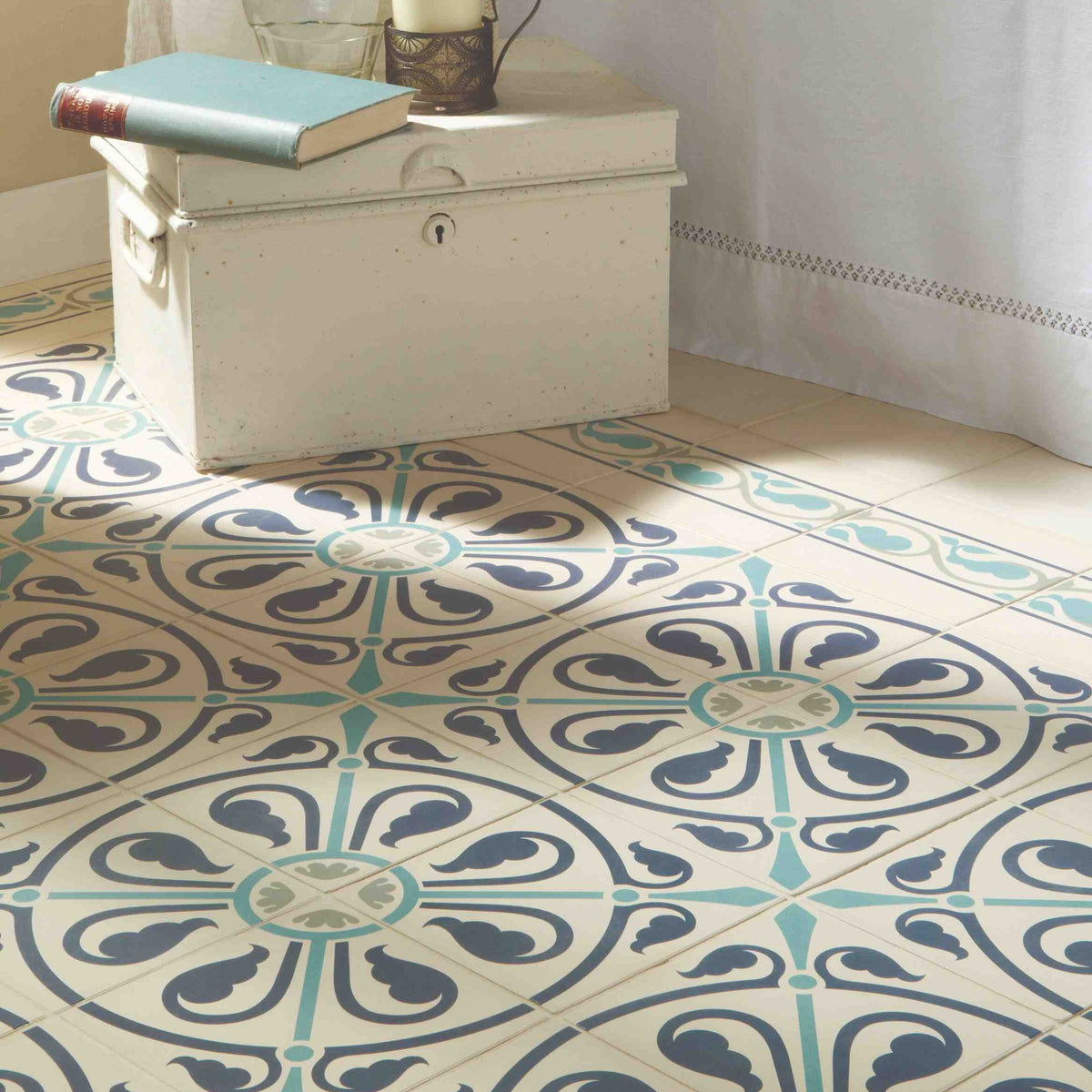 Original Style Odyssey Primo Phoenician Dublin, Dark Blue and Dark Jade on White 15x15cm-