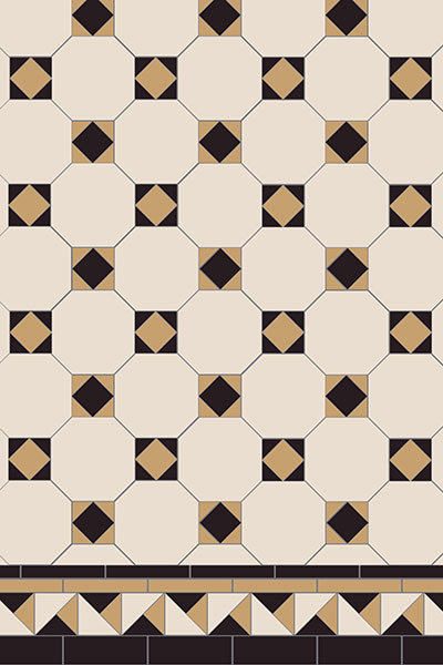 Original Style Victorian Arundel 3 colour (White/Black/Old London) Pattern-Floor-Tile
