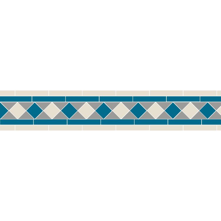 Original Style Victorian Bennett Grey, Dover White and Pugin Blue Border-Floor-Tile
