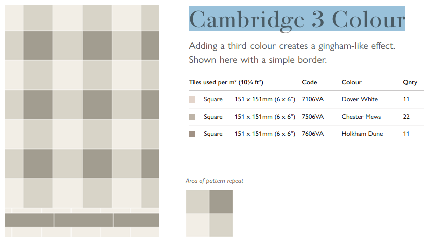 Original Style Victorian Cambridge 3-colour Pattern-Floor-Tile