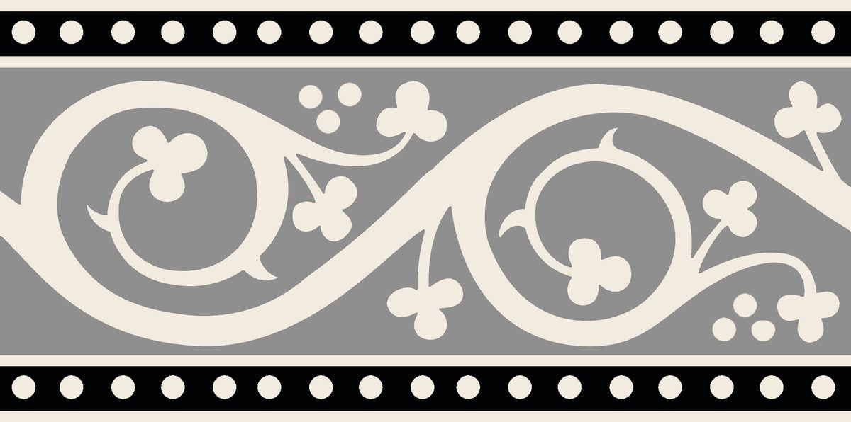 Original Style Victorian Kitchener Border-Black On Dover White-IM-0030322-Floor-Tile
