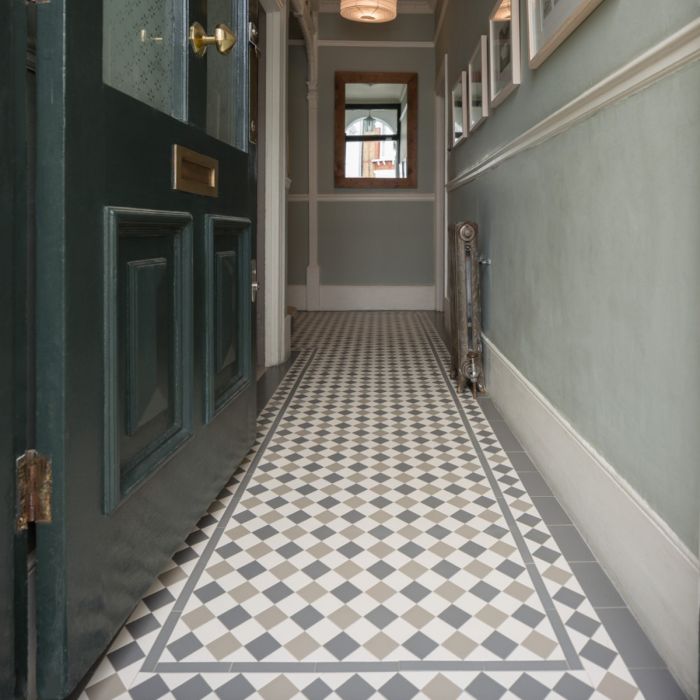 Original Style Victorian Oxford Black and White Pattern-Floor-Tile