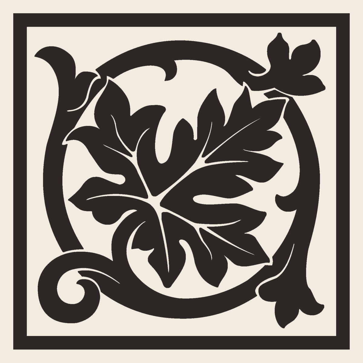 Original Style Victorian Shaftesbury Corner-Black on Dover White-IM-0030360-Floor-Tile