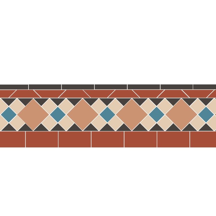 Original Style Victorian Wordsworth Buff Blue and White Border-Floor-Tile