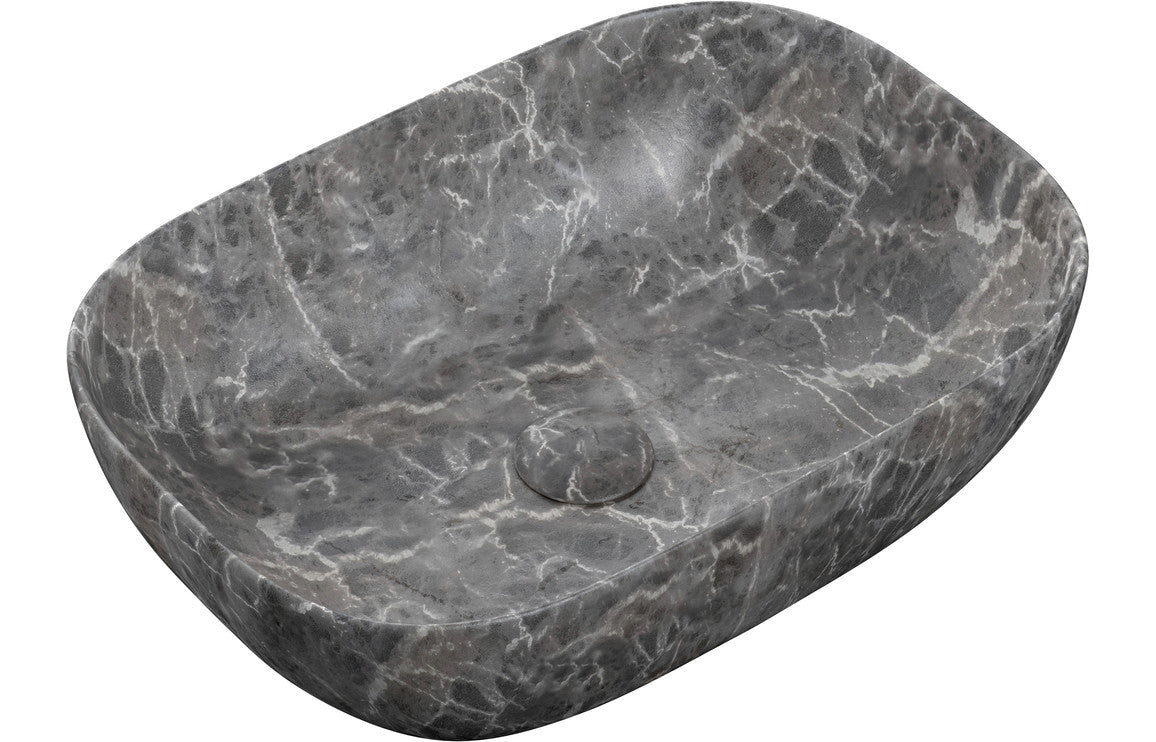 Otto 460x330mm Ceramic Washbowl - Grey Marble Effect-Basins-DIPB0072-