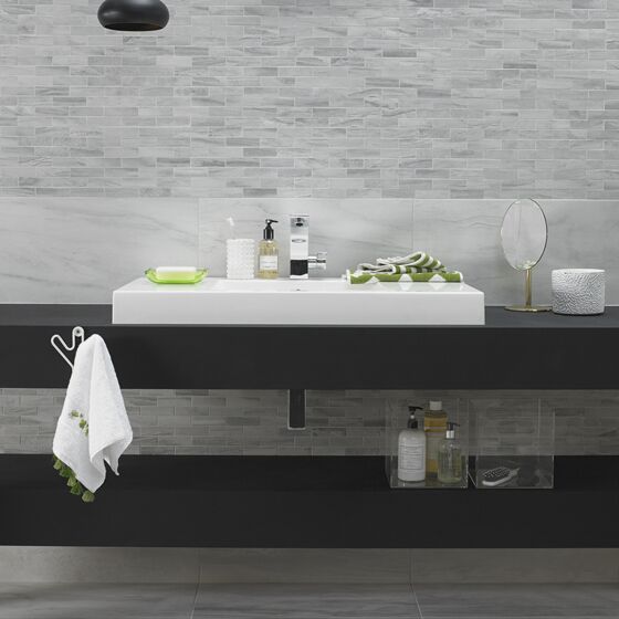 Tech Marble Grey Brick Mosaic Wall and Floor Tile 29x30cm