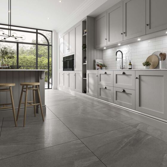 Frontera Graphite Semi-Polished Glazed Porcelain Wall and Floor Tile 90x90cm