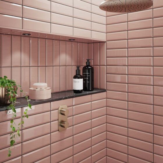 Metro Pink Wall Tile 10x30cm