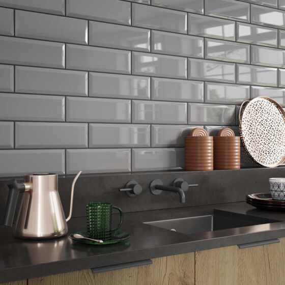 Metro Light Grey Wall Tile 10x30cm