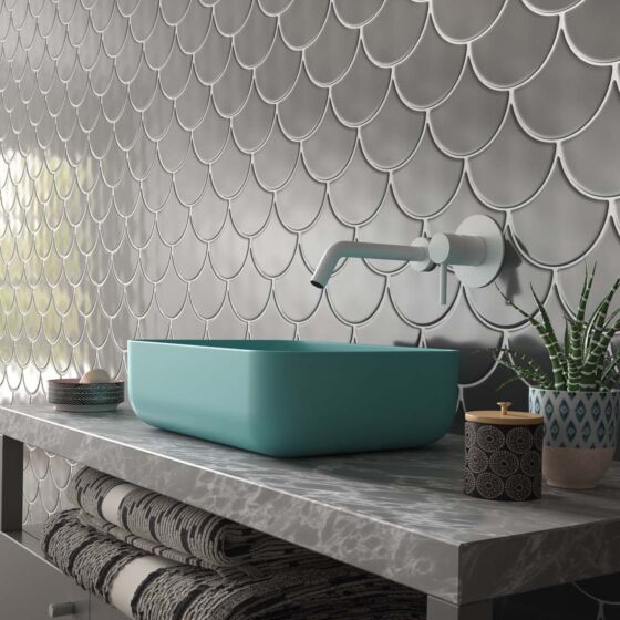 Teardrop Grey Ceramic Wall Tile 10.6x12cm