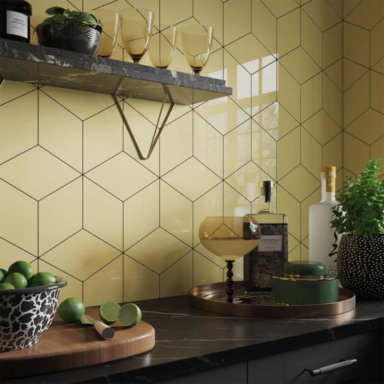 Verona Rhomboid Yellow Ceramic Wall Tile 15x26cm