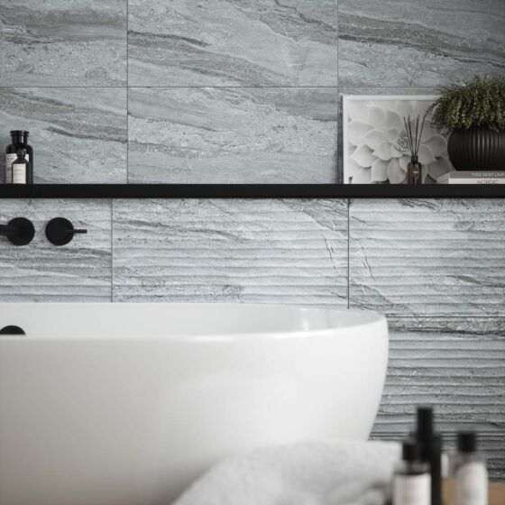 Laurent Grey Decor Matt Ceramic Marble Effect Tile 30x60cm
