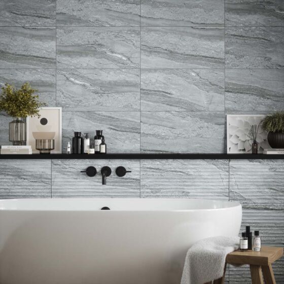 Laurent Grey Decor Matt Ceramic Marble Effect Tile 30x60cm