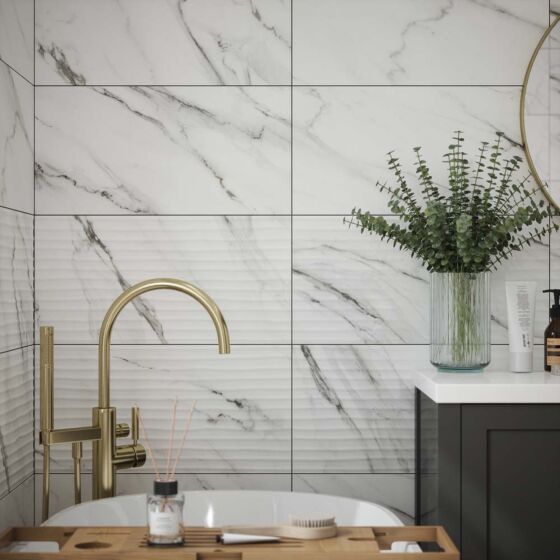 Waldorf Décor Matt Ceramic Wall Marble Effect Tile 30x60cm