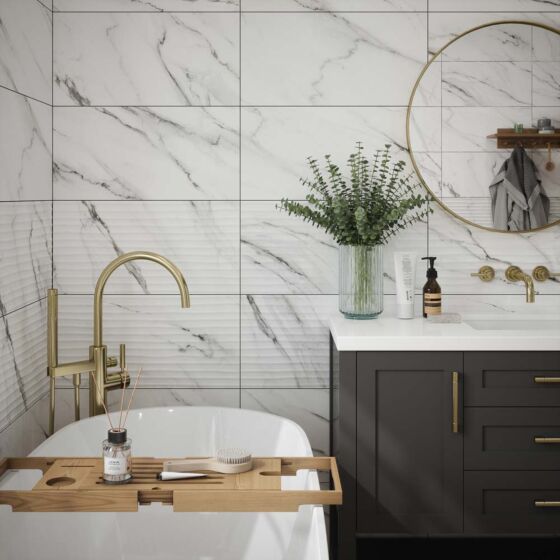 Waldorf Décor Matt Ceramic Wall Marble Effect Tile 30x60cm