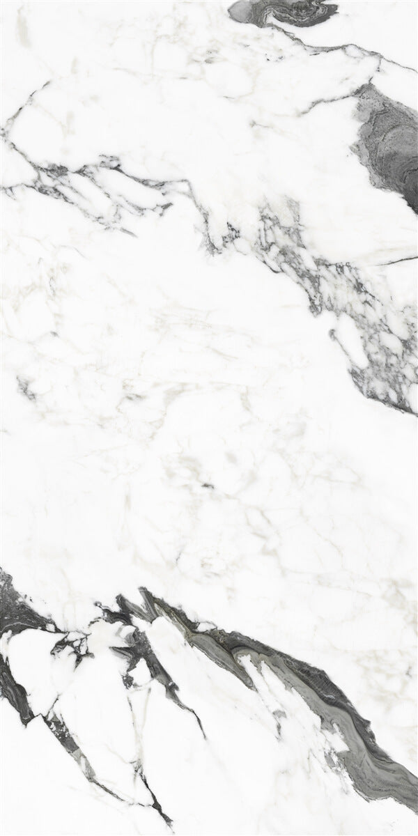 Panda Black and White Marble Effect Polished Tile 60x120cm