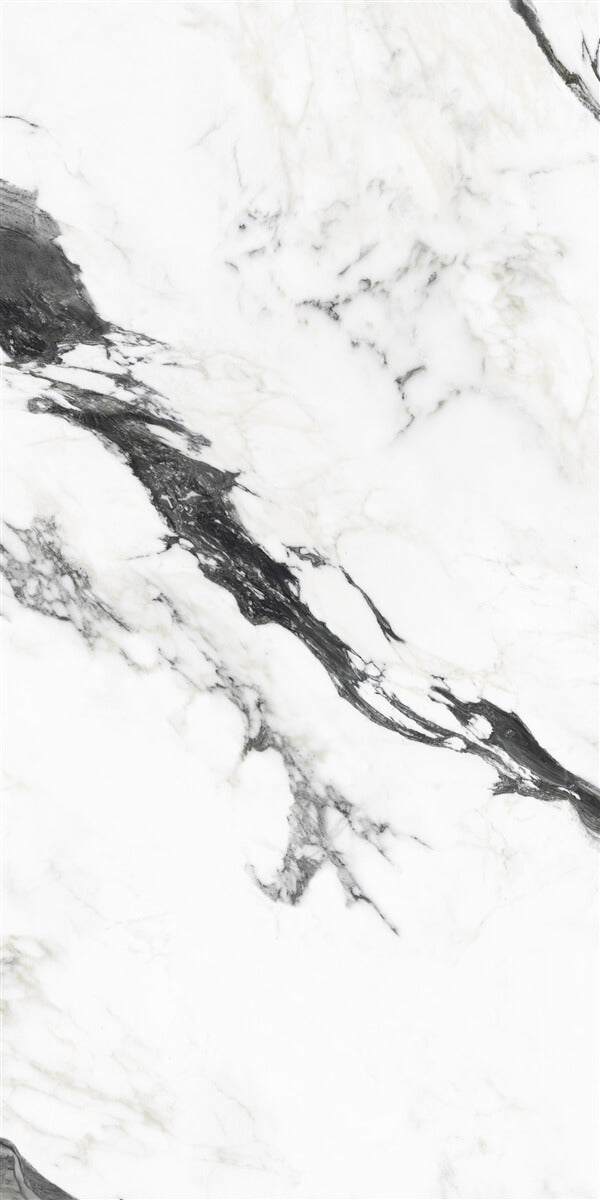 Panda Black and White Marble Effect Polished Tile 60x120cm
