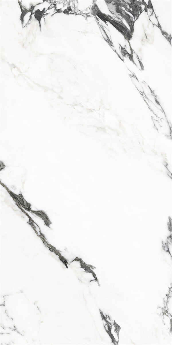 Panda Black and White Marble Effect Polished Tile 60x120cm