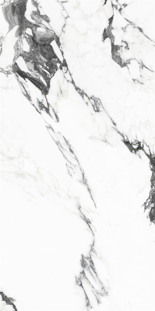 Panda Black and White Marble Effect Polished Tile 60x120cm
