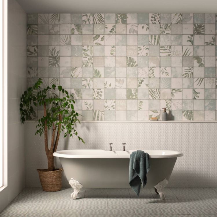 Original Style Living Patchwork Botanical Iris Tile 30x100cm