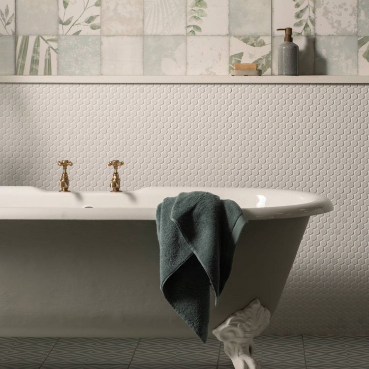 Original Style Odyssey Grande Penshaw Teal on Chalk Tile 30x30cm